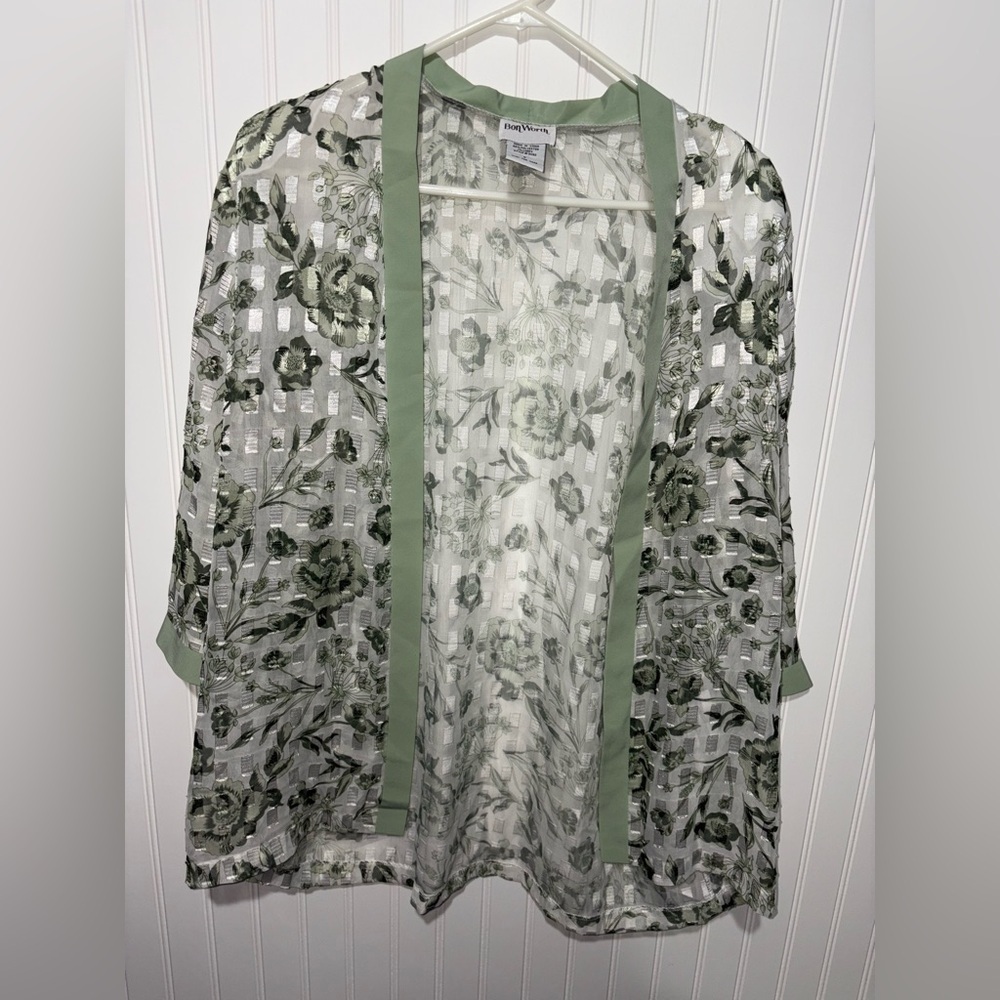 Bon Worth Floral Sheer Kimono Cardigan| Size Large